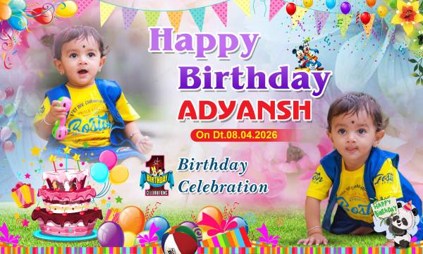 thumbnail Happy Birthday Kids Flex Banner PSD Template | Editable Photoshop Design